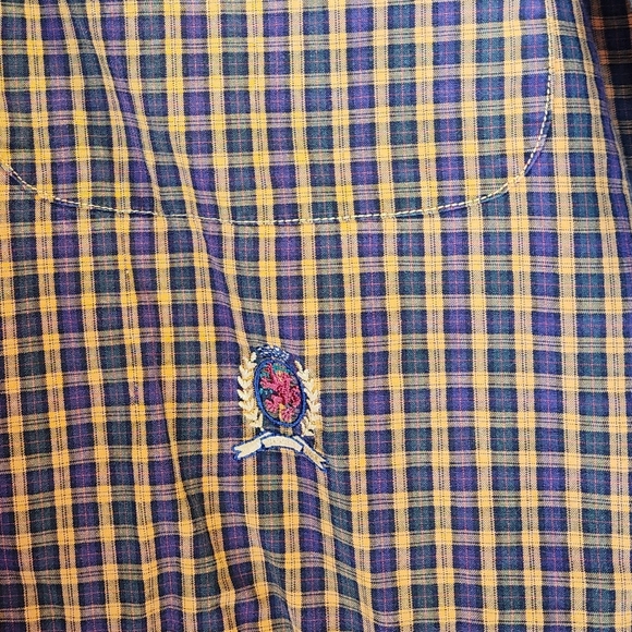 Vintage Tommy Hilfiger Long Sleeve Shirt Gold/Brown Plaid Large Logo Size Large - Picture 12 of 14